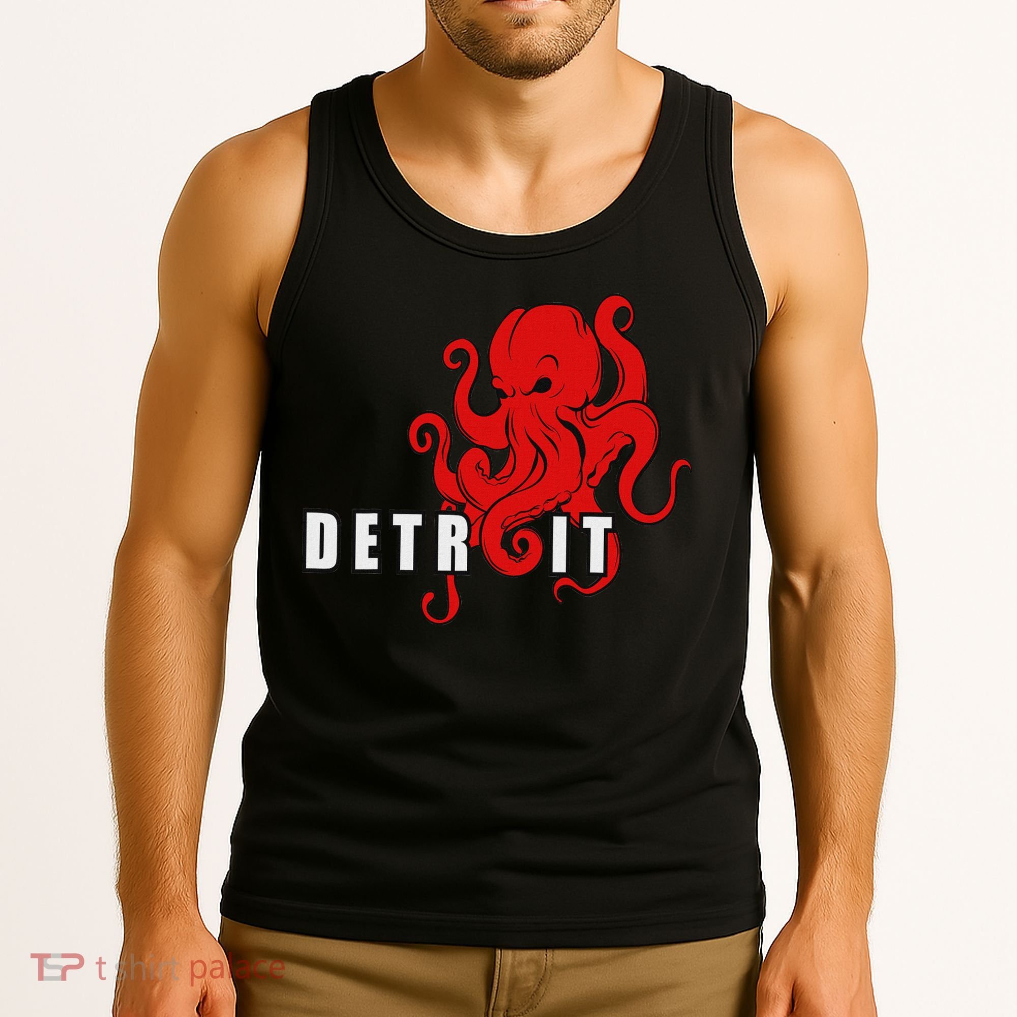 Detroit Michigan Octopus Kraken Downtown Motor City Tank Top