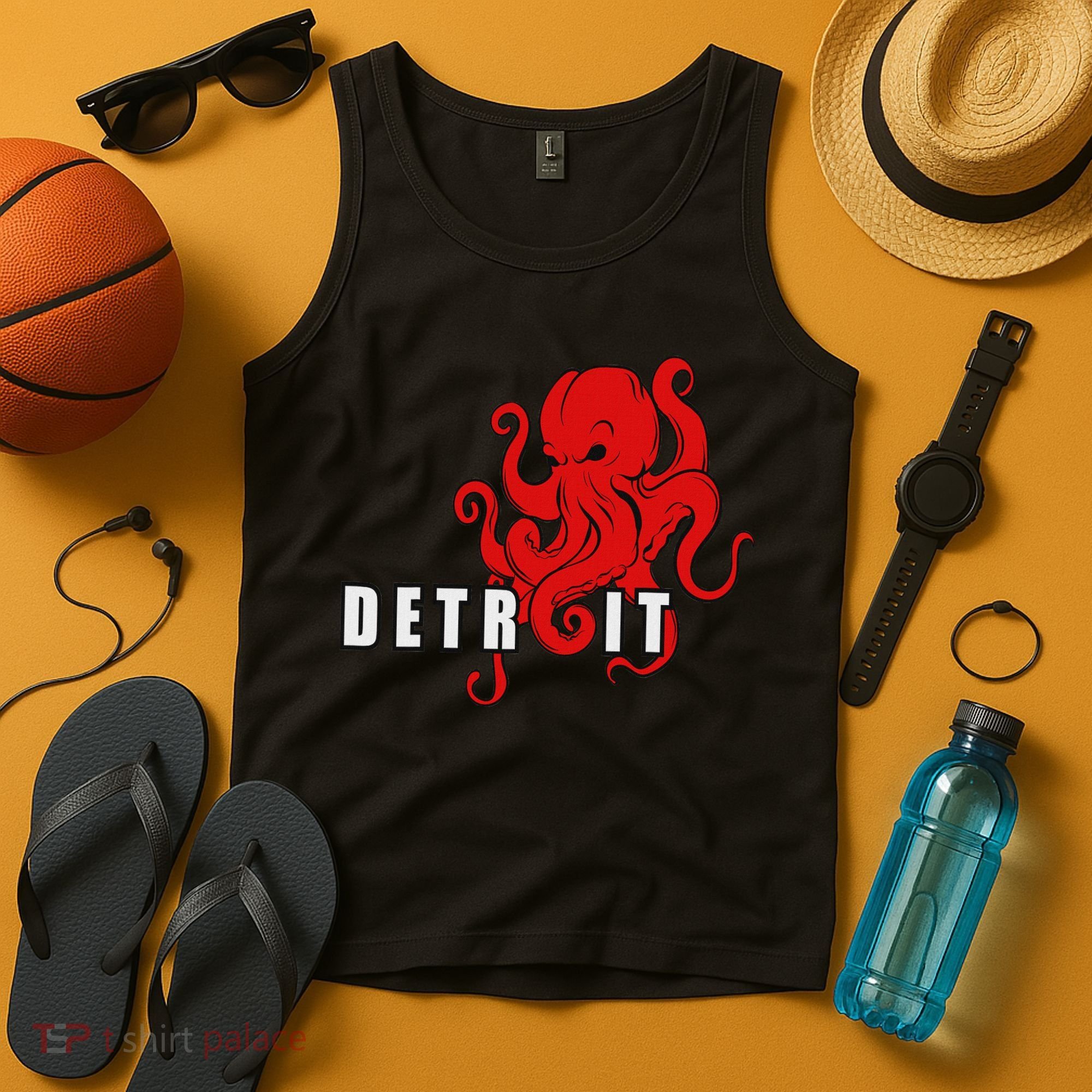 Detroit Michigan Octopus Kraken Downtown Motor City Tank Top