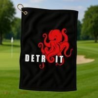 Detroit Michigan Octopus Kraken Downtown Motor City Golf Towel thumb 1