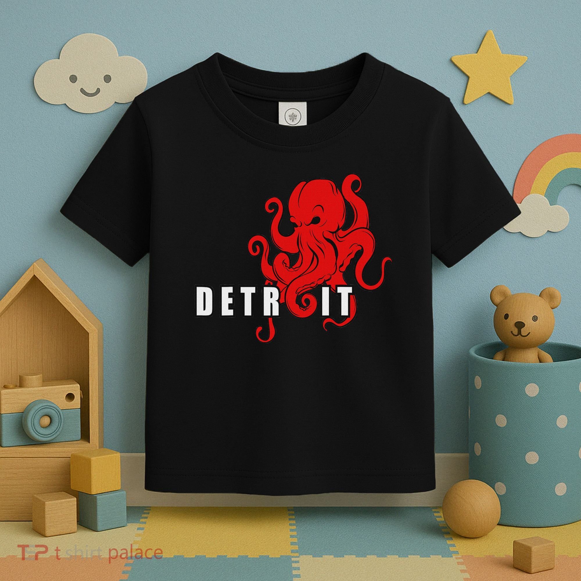 Detroit Michigan Octopus Kraken Downtown Motor City Toddler T-Shirt