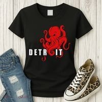 Detroit Michigan Octopus Kraken Downtown Motor City Women's T-Shirt thumb 3