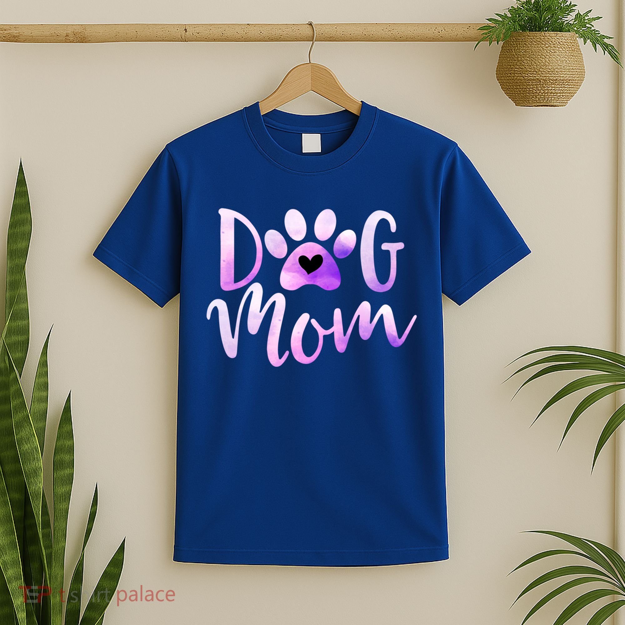 Dog Mom Purple Paw Love Rescue Dogs Cute Mama Gift T-Shirt