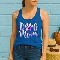 Dog Mom Purple Paw Love Rescue Dogs Cute Mama Gift Women's Tank Top thumb 2