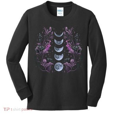 Dark Moon Phases Kids Long Sleeve Shirt
