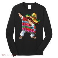 Dabbing Mexican Poncho Cinco De Mayo Boys Men Sombrero Dab Long Sleeve Shirt thumb 0