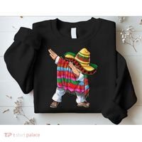 Dabbing Mexican Poncho Cinco De Mayo Boys Men Sombrero Dab Sweatshirt thumb 2