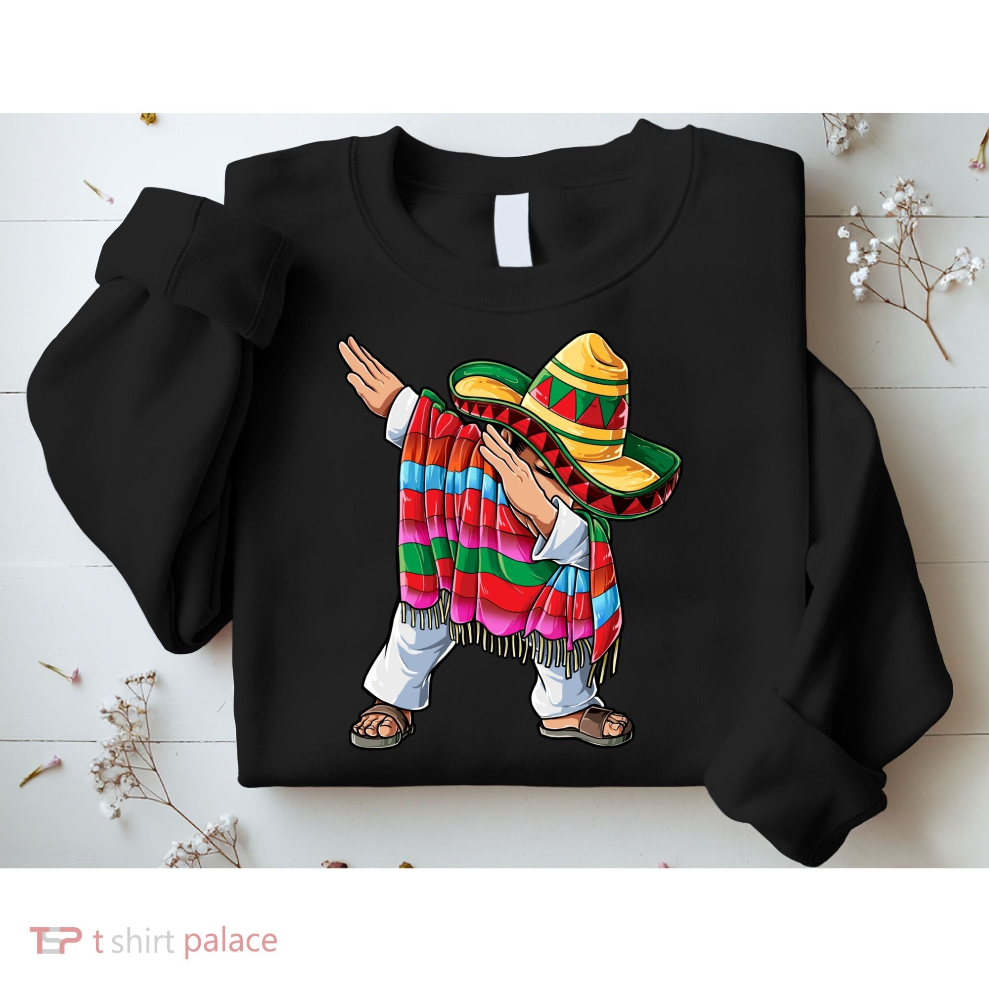 Dabbing Mexican Poncho Cinco De Mayo Boys Men Sombrero Dab Sweatshirt
