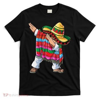 Dabbing Mexican Poncho Cinco De Mayo Boys Men Sombrero Dab T-Shirt