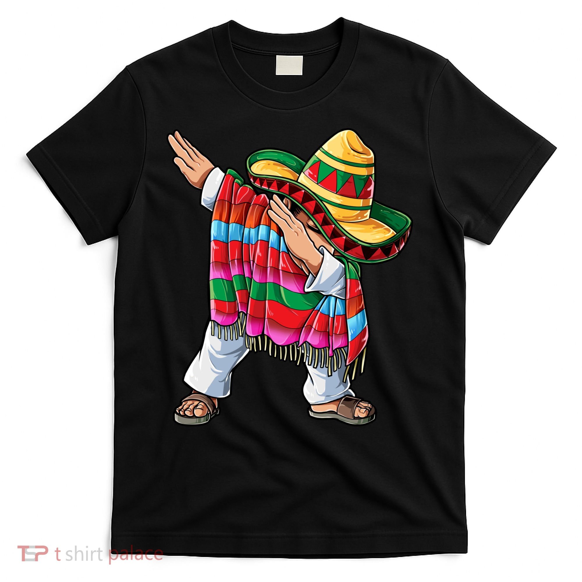 Dabbing Mexican Poncho Cinco De Mayo Boys Men Sombrero Dab T-Shirt