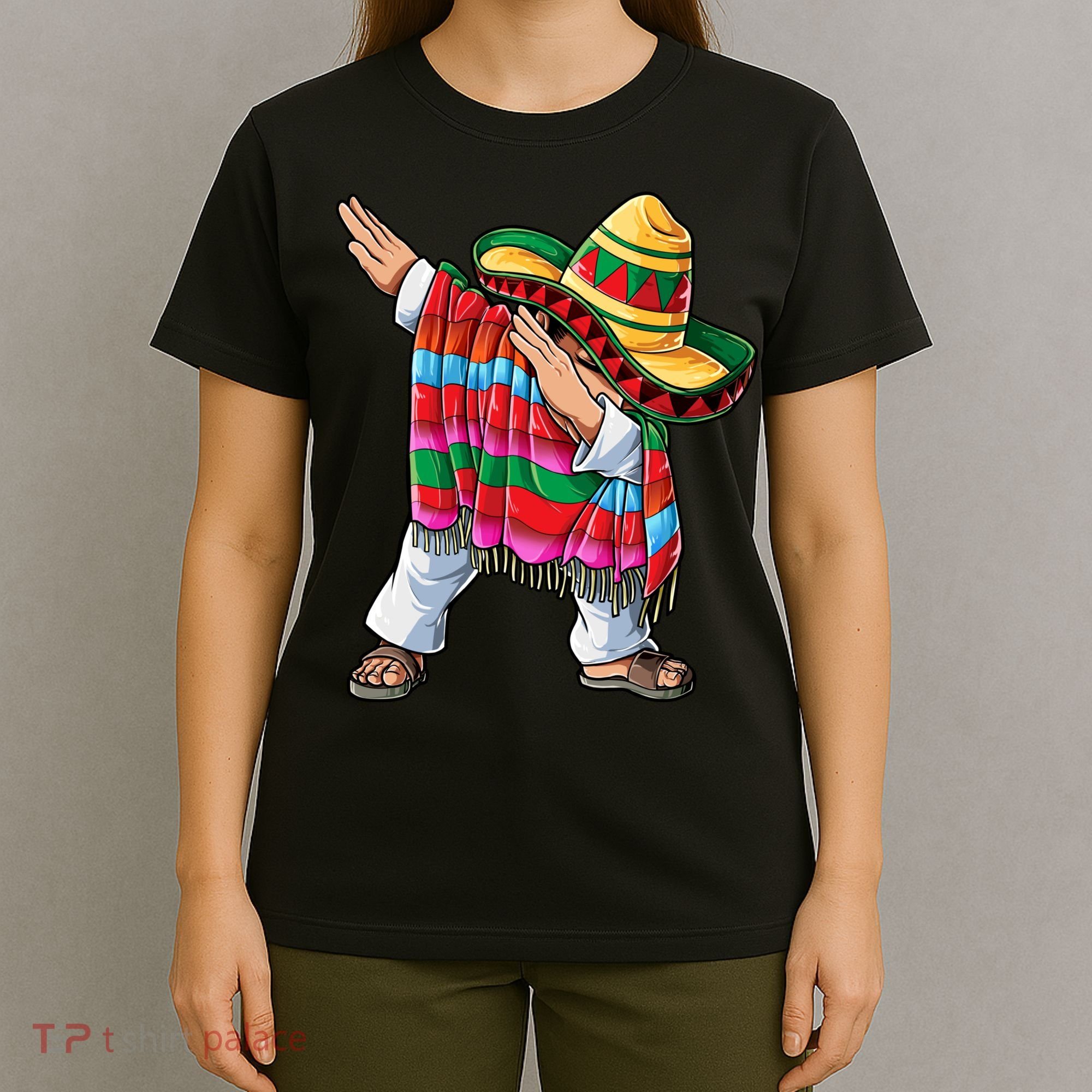 Dabbing Mexican Poncho Cinco De Mayo Boys Men Sombrero Dab T-Shirt