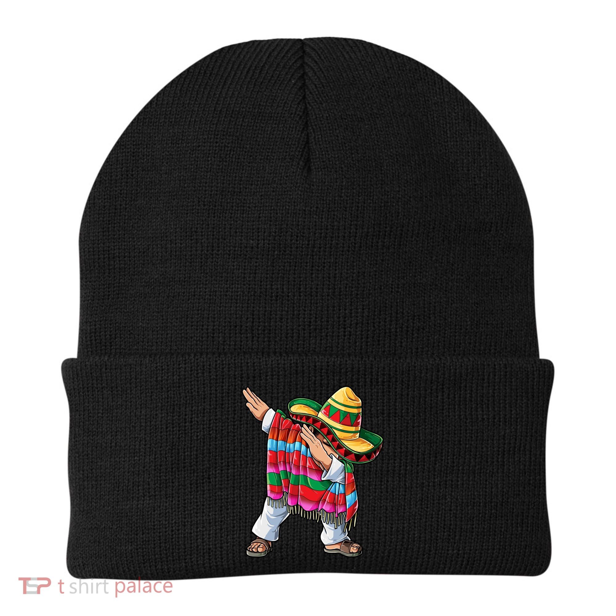 Dabbing Mexican Poncho Cinco De Mayo Boys Men Sombrero Dab Beanie