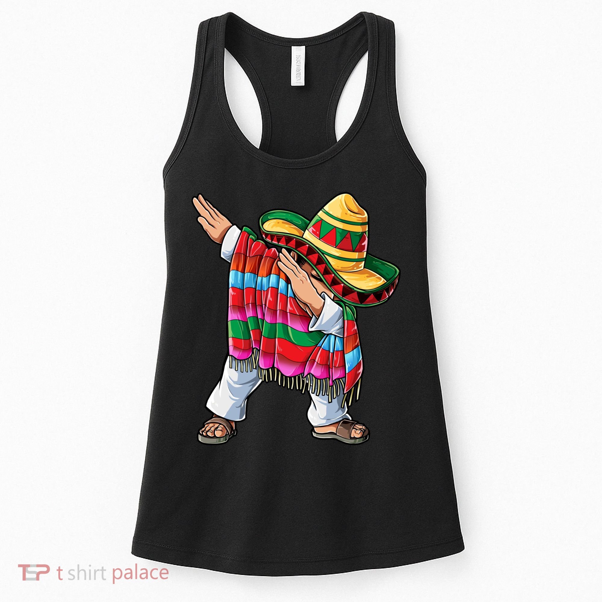 Dabbing Mexican Poncho Cinco De Mayo Boys Men Sombrero Dab Women's Tank Top