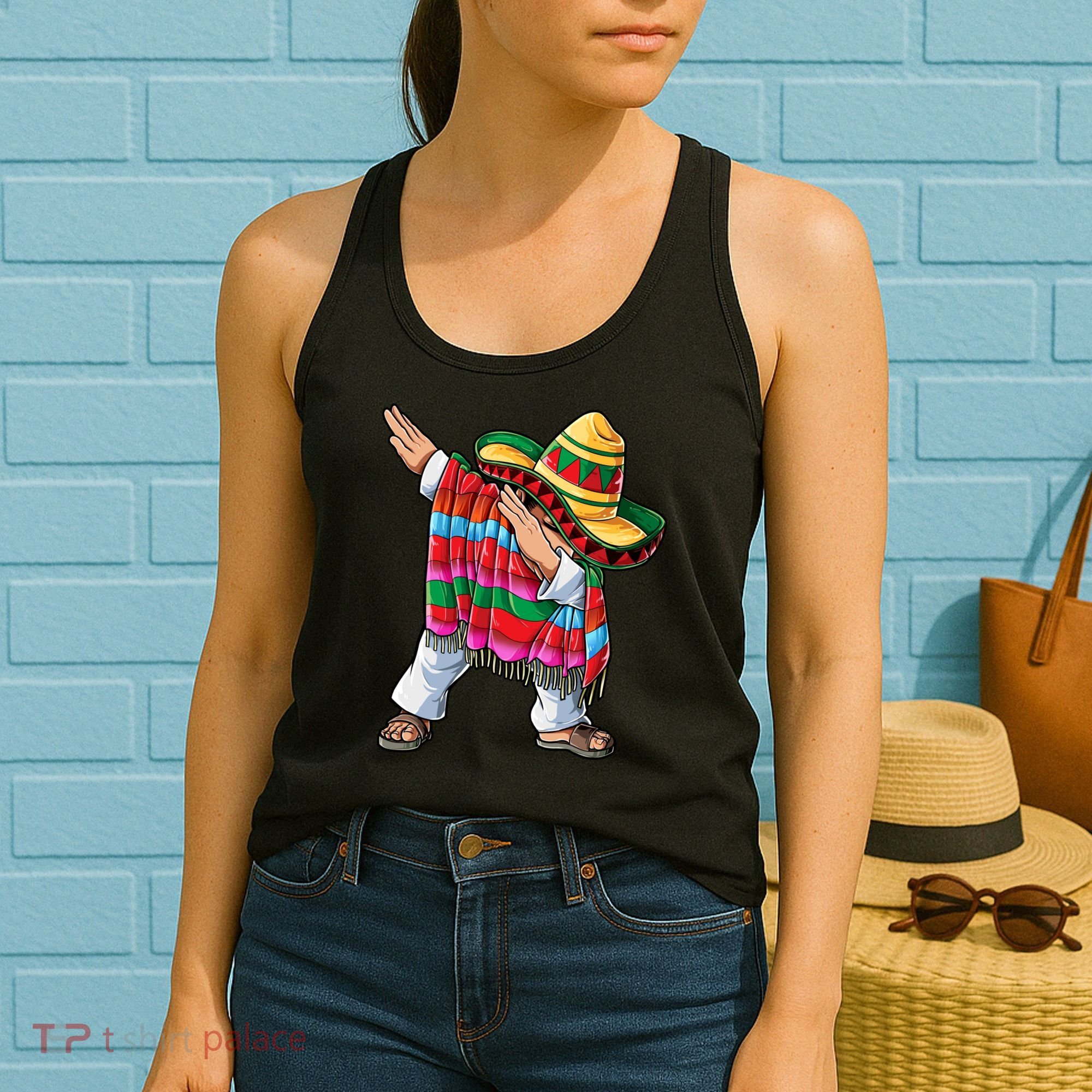 Dabbing Mexican Poncho Cinco De Mayo Boys Men Sombrero Dab Women's Tank Top
