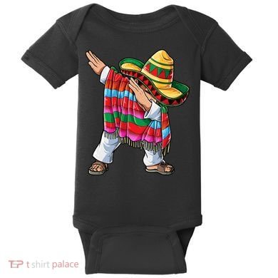 Dabbing Mexican Poncho Cinco De Mayo Boys Men Sombrero Dab Baby Bodysuit