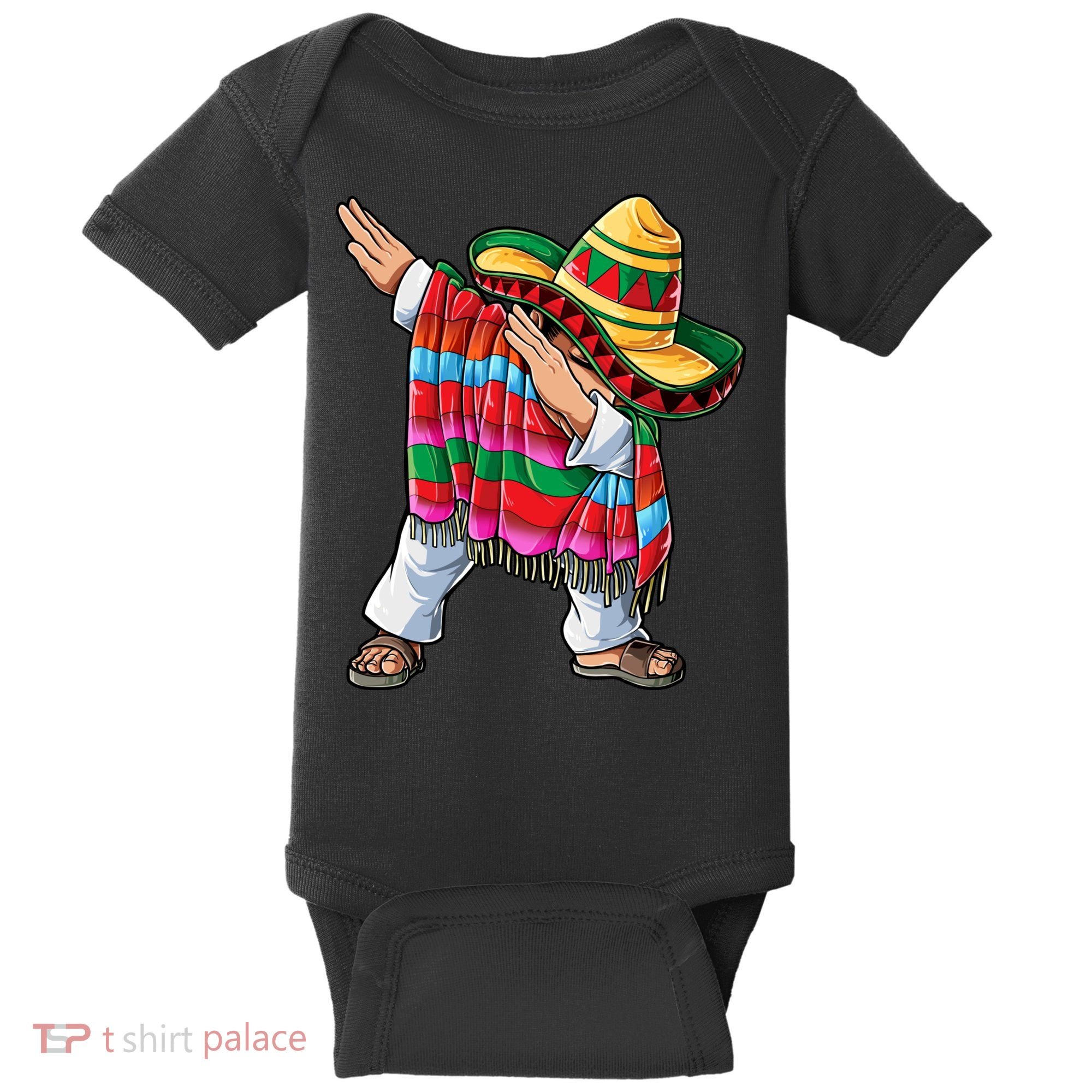 Dabbing Mexican Poncho Cinco De Mayo Boys Men Sombrero Dab Baby Bodysuit