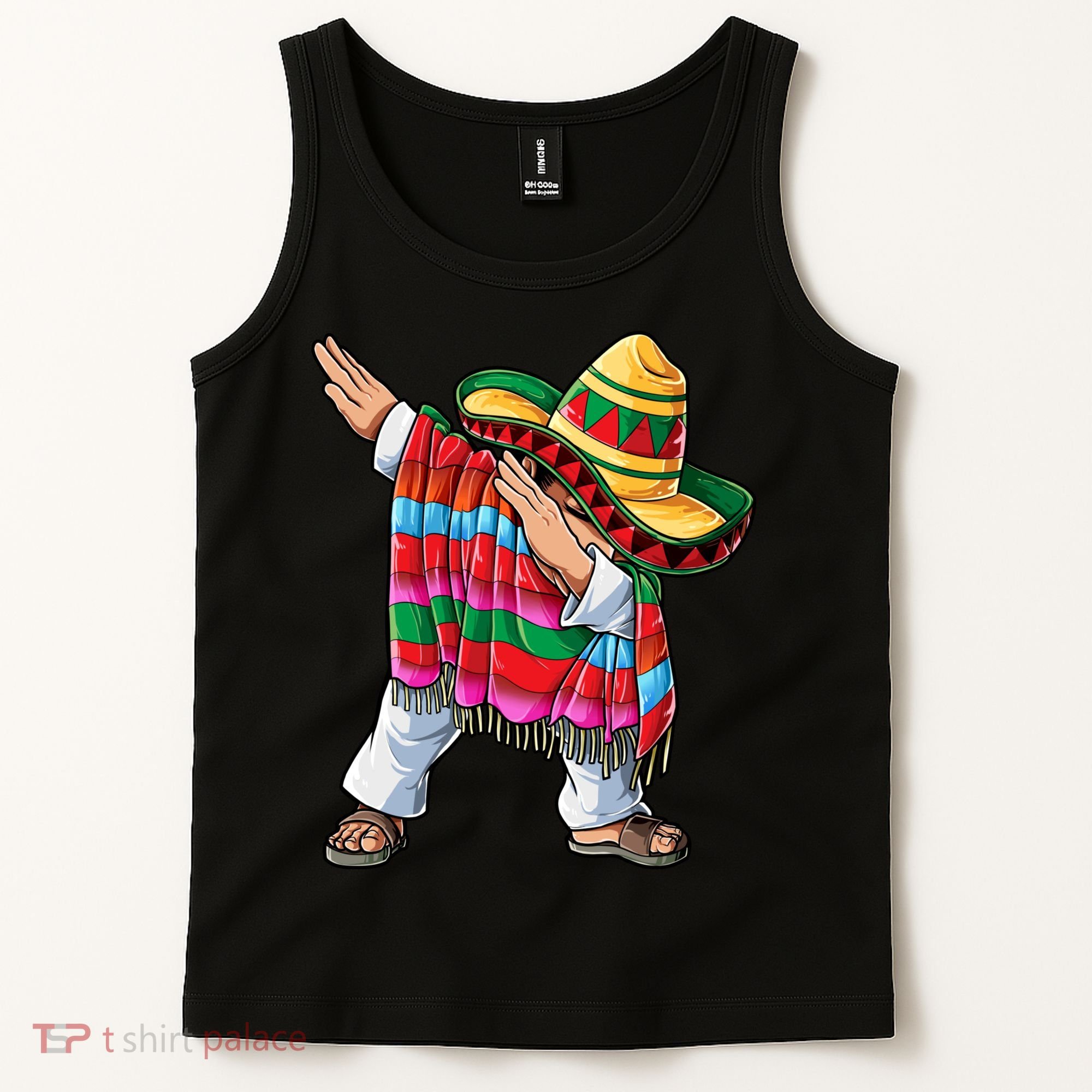 Dabbing Mexican Poncho Cinco De Mayo Boys Men Sombrero Dab Tank Top