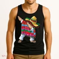 Dabbing Mexican Poncho Cinco De Mayo Boys Men Sombrero Dab Tank Top thumb 3