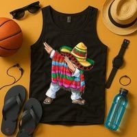Dabbing Mexican Poncho Cinco De Mayo Boys Men Sombrero Dab Tank Top thumb 4