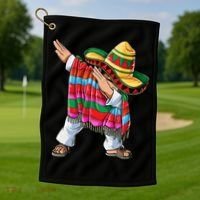 Dabbing Mexican Poncho Cinco De Mayo Boys Men Sombrero Dab Golf Towel thumb 1