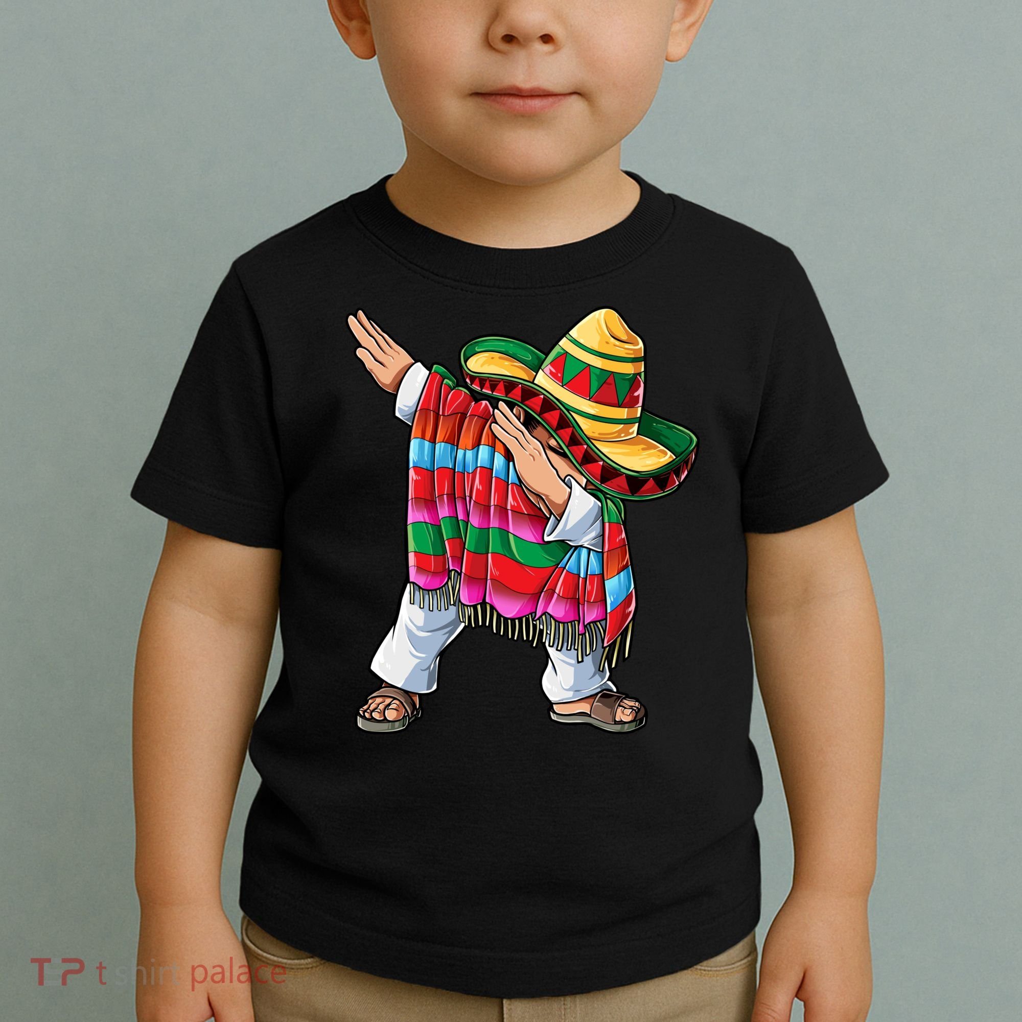Dabbing Mexican Poncho Cinco De Mayo Boys Men Sombrero Dab Toddler T-Shirt