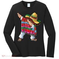 Dabbing Mexican Poncho Cinco De Mayo Boys Men Sombrero Dab Women's Long Sleeve Shirt thumb 0