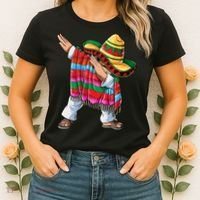 Dabbing Mexican Poncho Cinco De Mayo Boys Men Sombrero Dab Women's T-Shirt thumb 2
