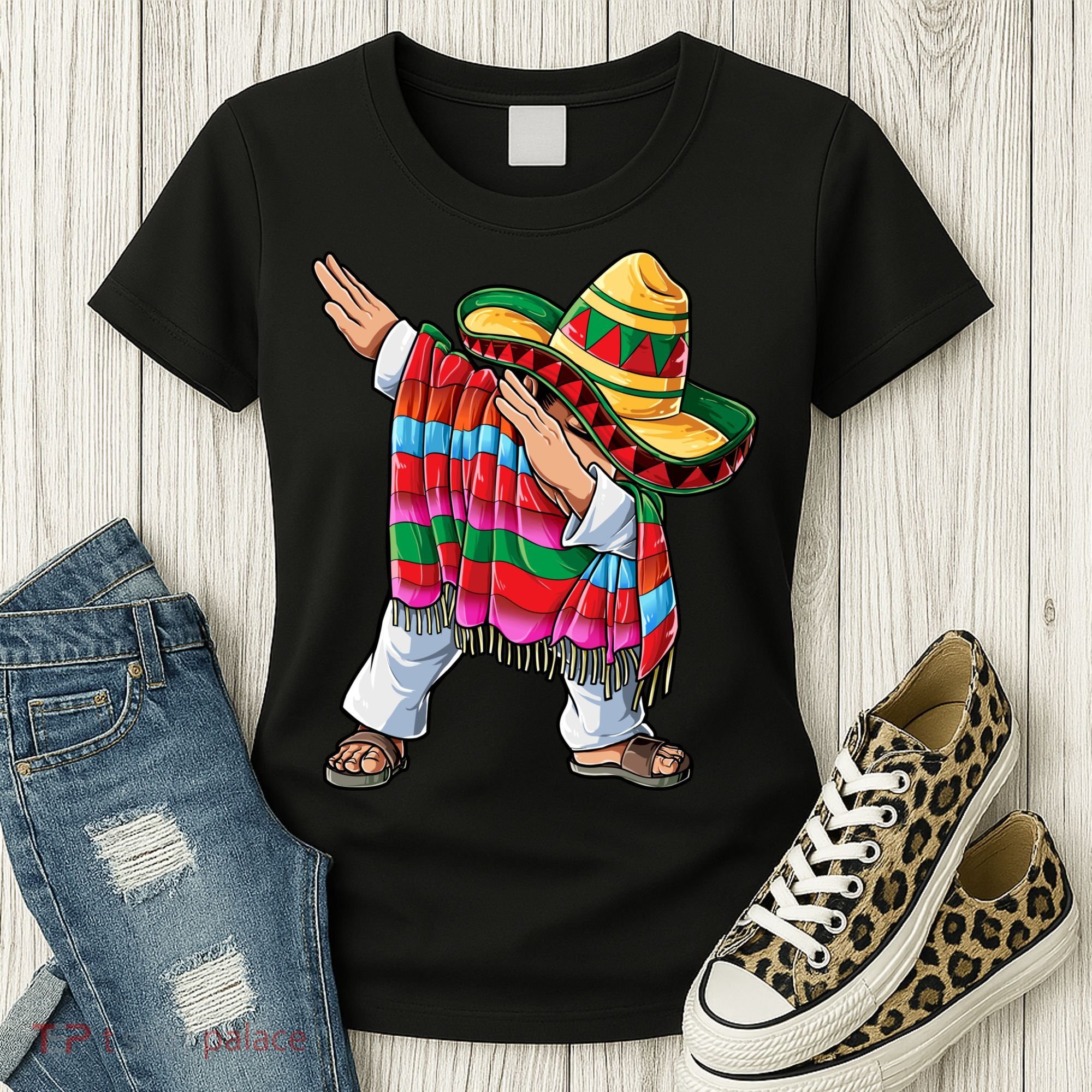Dabbing Mexican Poncho Cinco De Mayo Boys Men Sombrero Dab Women's T-Shirt
