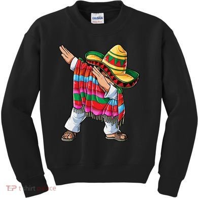 Dabbing Mexican Poncho Cinco De Mayo Boys Men Sombrero Dab Kids Sweatshirt