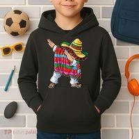 Dabbing Mexican Poncho Cinco De Mayo Boys Men Sombrero Dab Kids Hoodie thumb 2