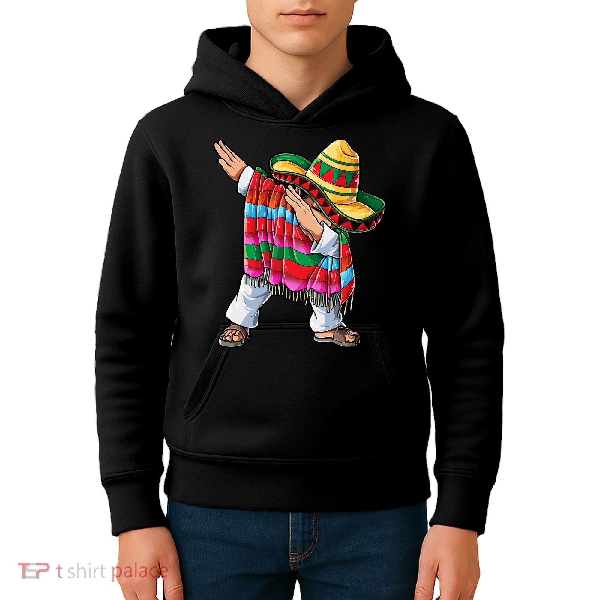 Dabbing Mexican Poncho Cinco De Mayo Boys Men Sombrero Dab Kids Hoodie