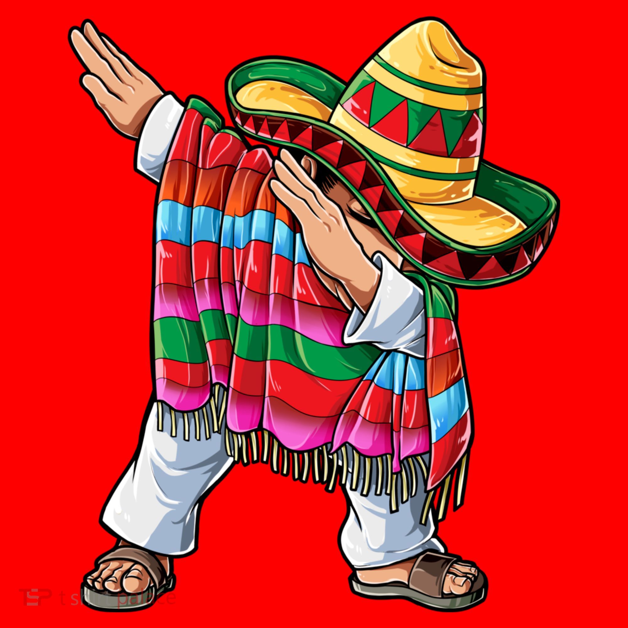 Dabbing Mexican Poncho Cinco De Mayo Boys Men Sombrero Dab Santa Hat