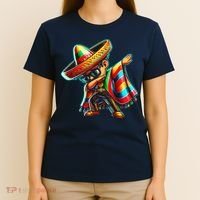 Dabbing Mexican Poncho Cinco De Mayo T-Shirt thumb 4