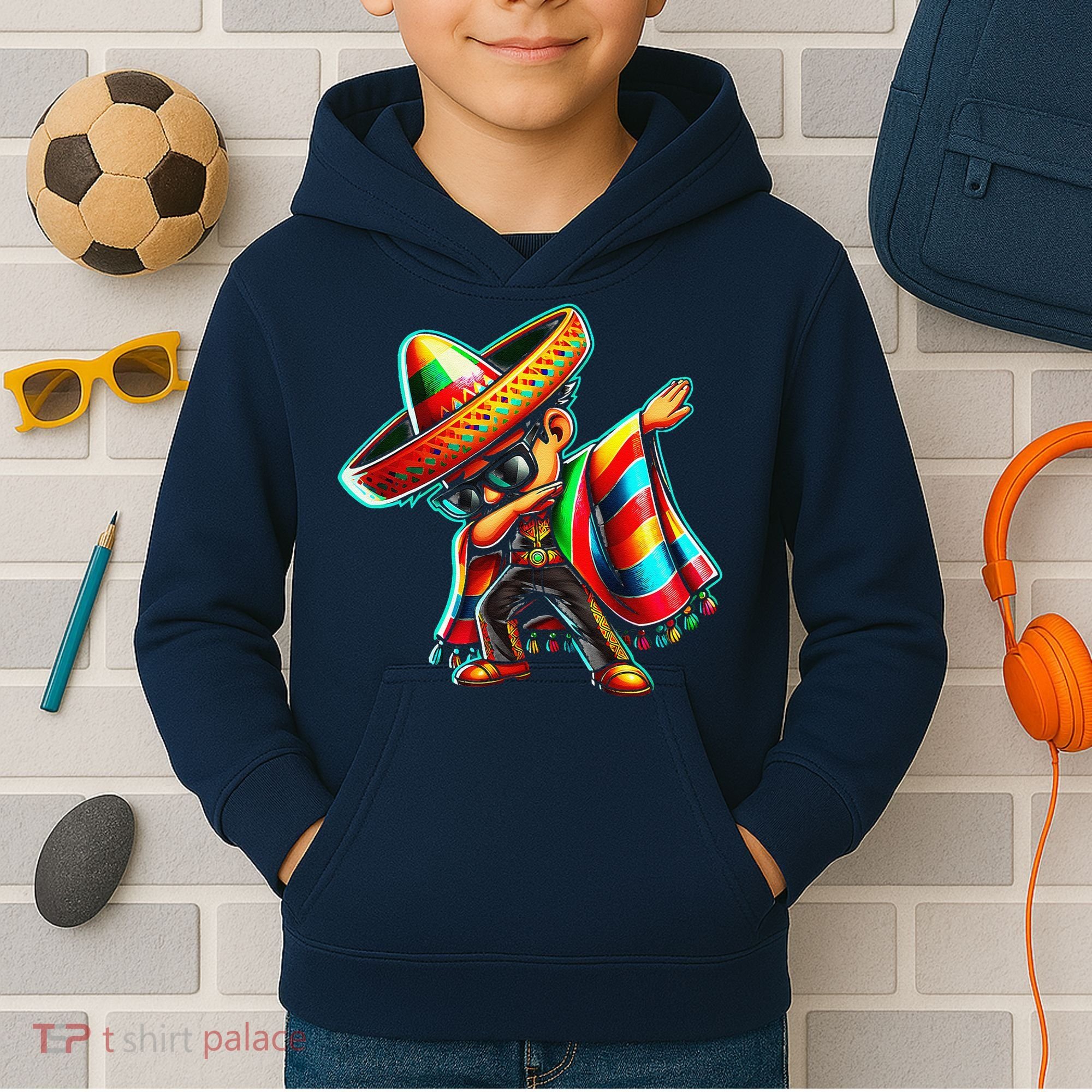 Dabbing Mexican Poncho Cinco De Mayo Kids Hoodie