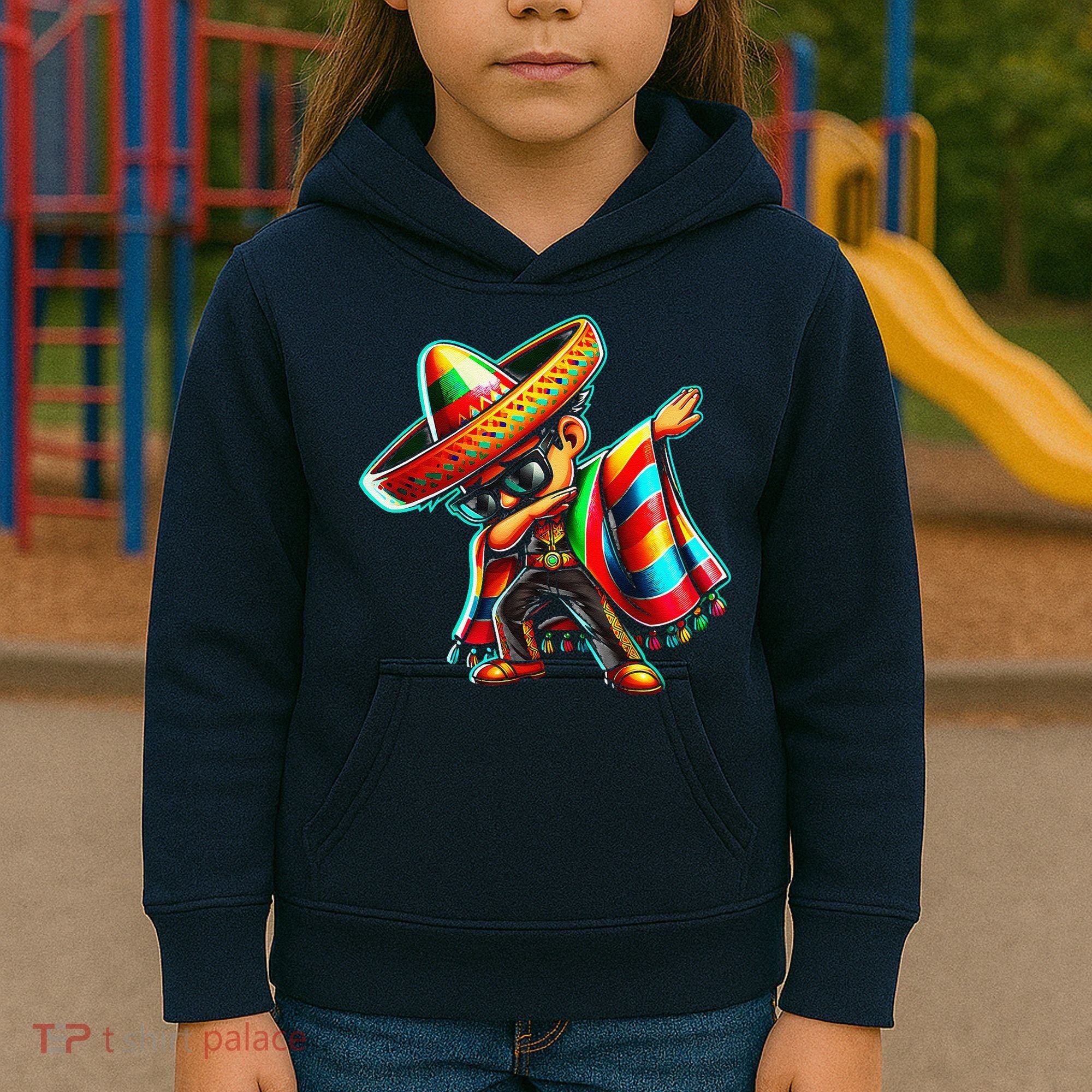 Dabbing Mexican Poncho Cinco De Mayo Kids Hoodie