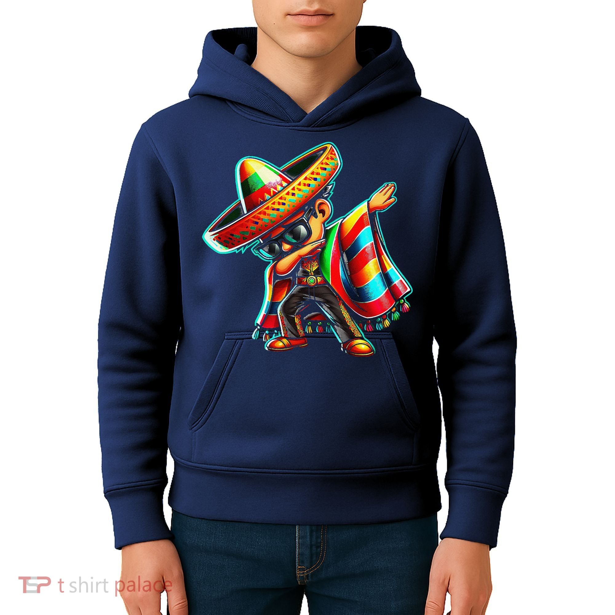 Dabbing Mexican Poncho Cinco De Mayo Kids Hoodie