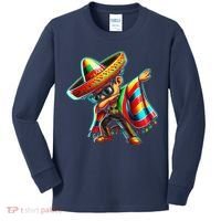 Dabbing Mexican Poncho Cinco De Mayo Kids Long Sleeve Shirt thumb 0