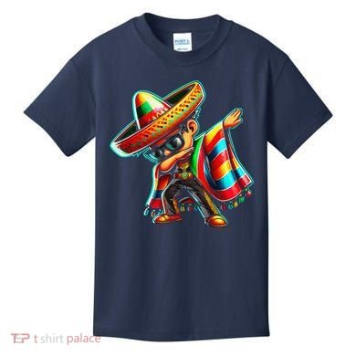 Dabbing Mexican Poncho Cinco De Mayo Kids T-Shirt