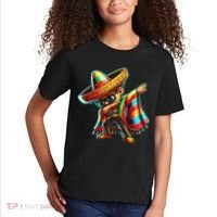 Dabbing Mexican Poncho Cinco De Mayo Kids T-Shirt thumb 2