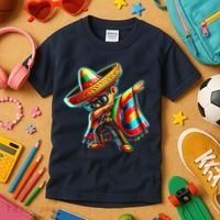 Dabbing Mexican Poncho Cinco De Mayo Kids T-Shirt thumb 3