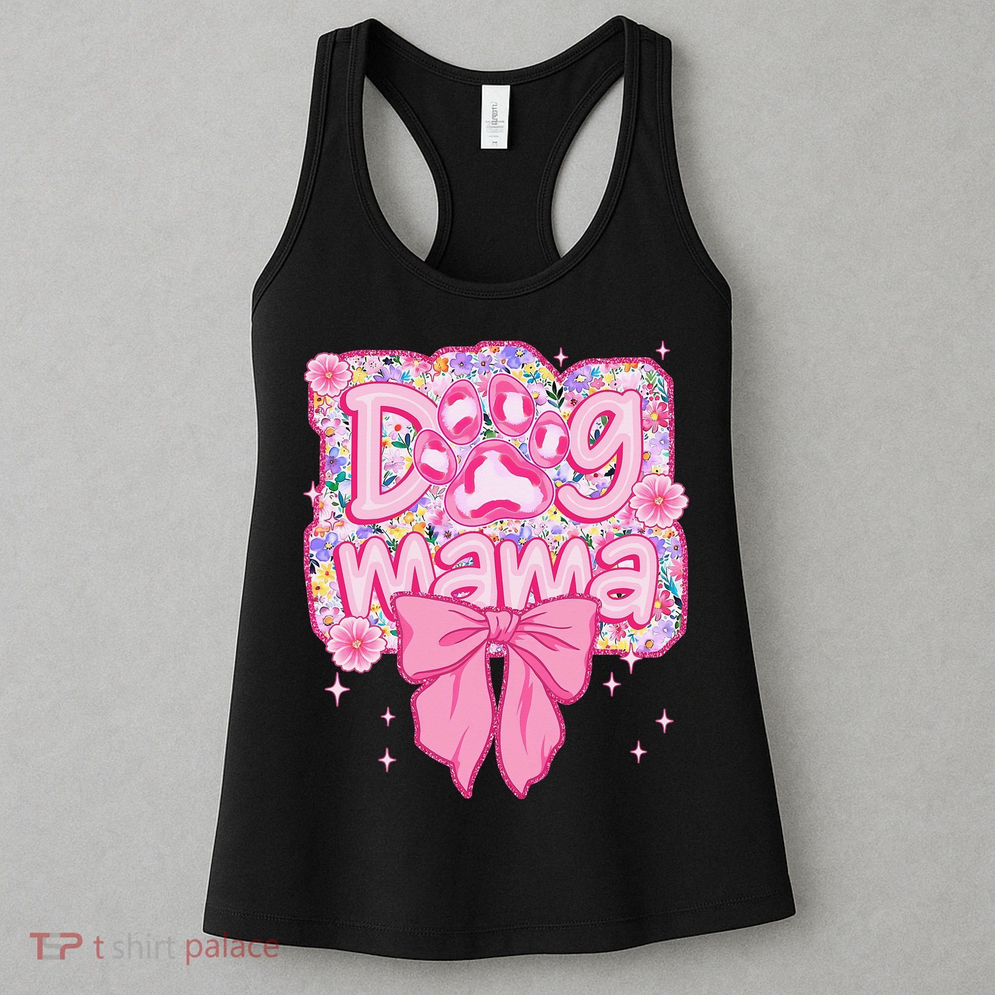 Dog Mom Preppy Dog Mama Flower Coquette Bow Mothers Day Women's Tank Top