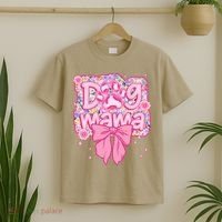 Dog Mom Preppy Dog Mama Flower Coquette Bow Mothers Day T-Shirt thumb 2