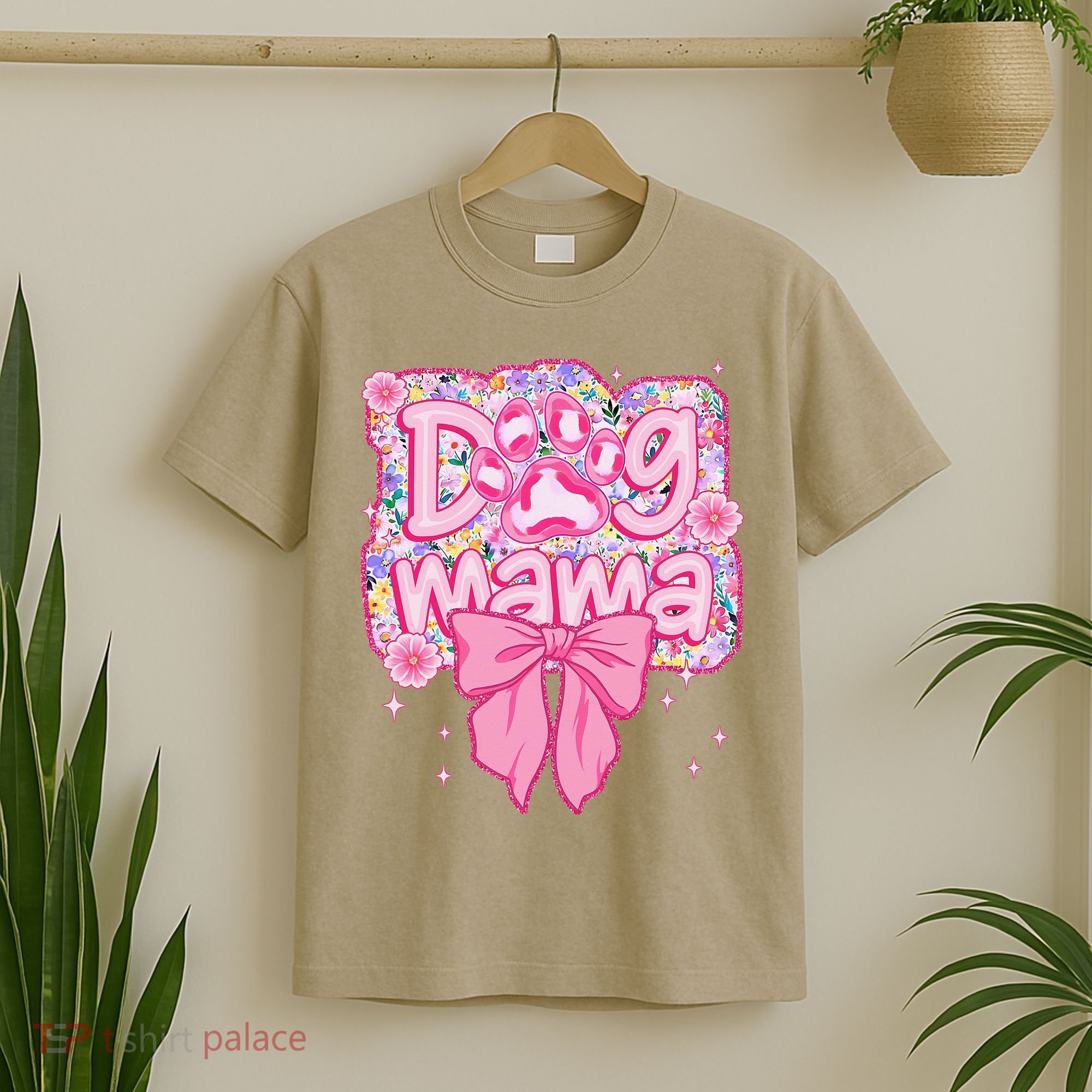 Dog Mom Preppy Dog Mama Flower Coquette Bow Mothers Day T-Shirt