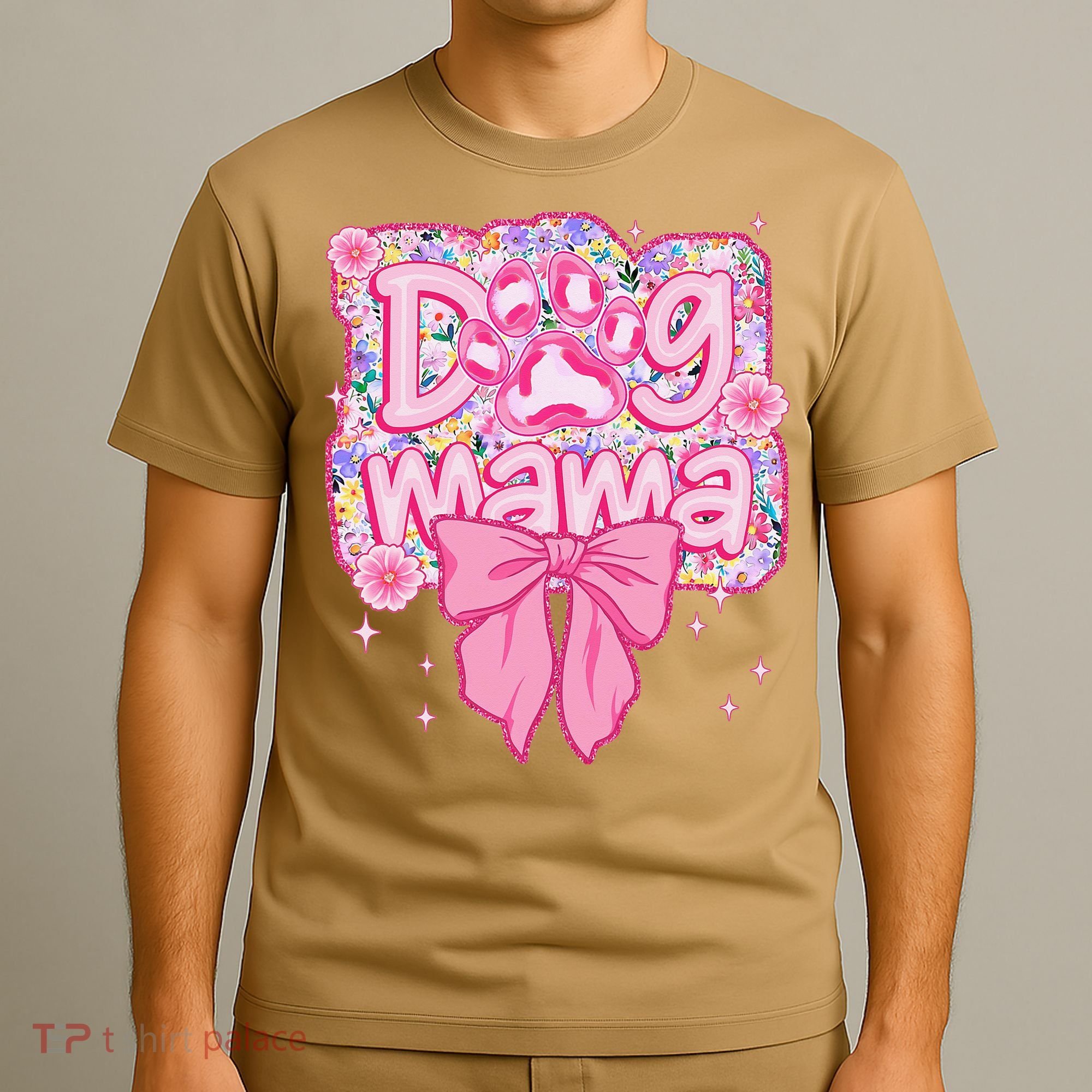 Dog Mom Preppy Dog Mama Flower Coquette Bow Mothers Day T-Shirt