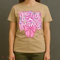 Dog Mom Preppy Dog Mama Flower Coquette Bow Mothers Day T-Shirt thumb 4