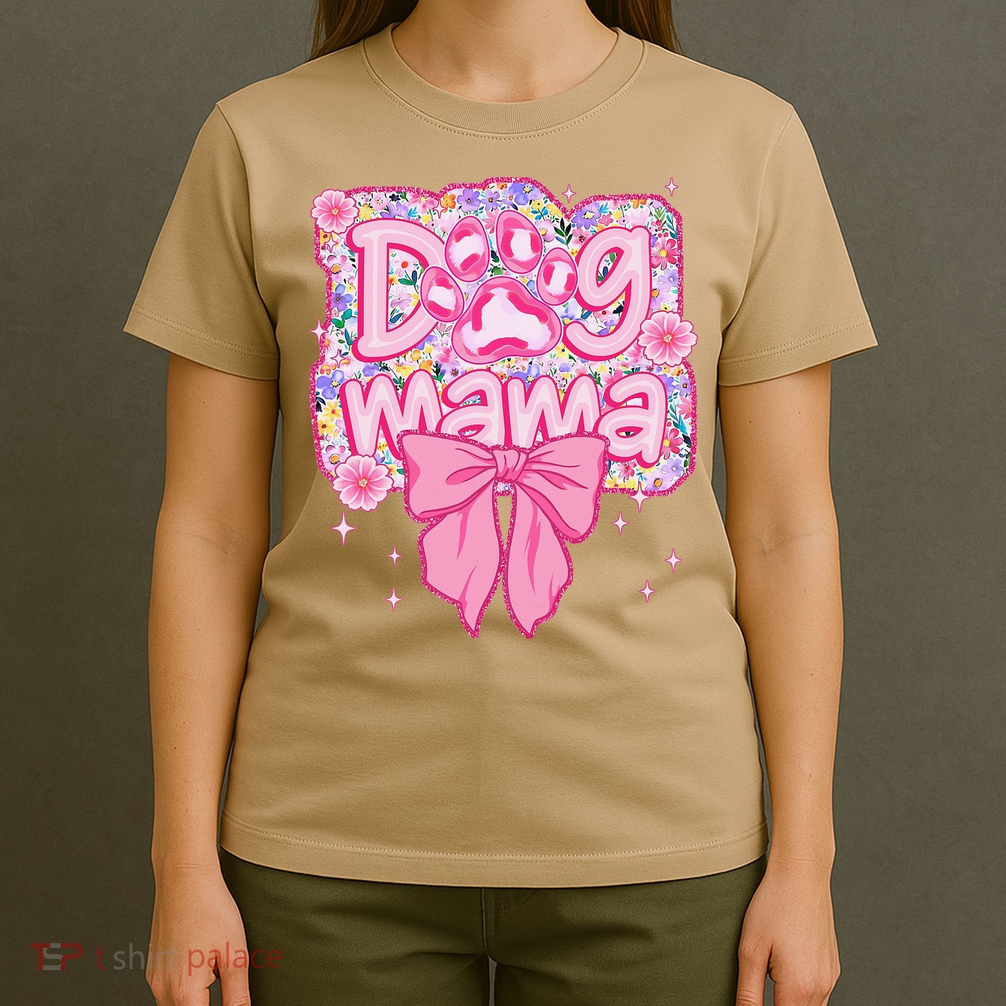 Dog Mom Preppy Dog Mama Flower Coquette Bow Mothers Day T-Shirt