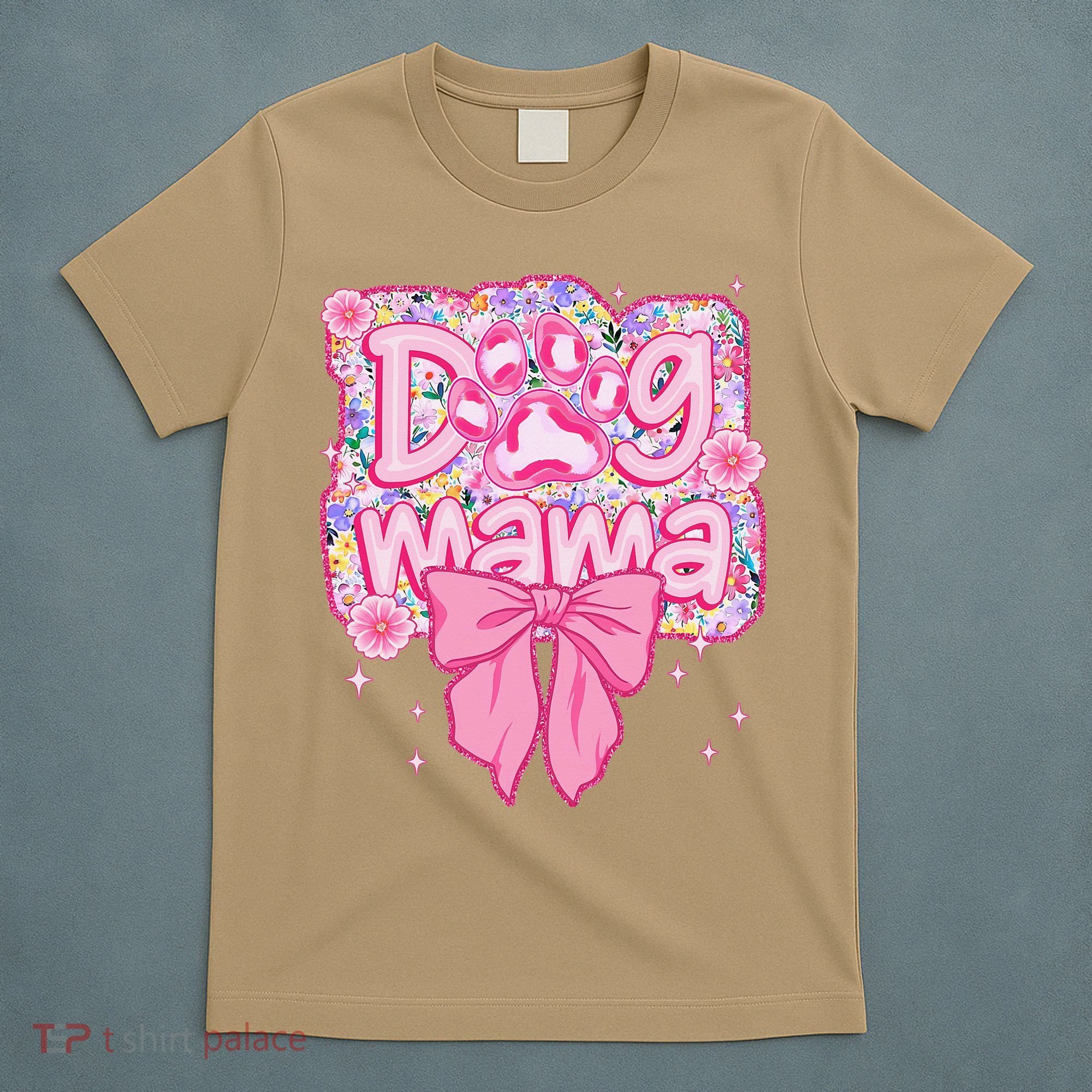 Dog Mom Preppy Dog Mama Flower Coquette Bow Mothers Day T-Shirt