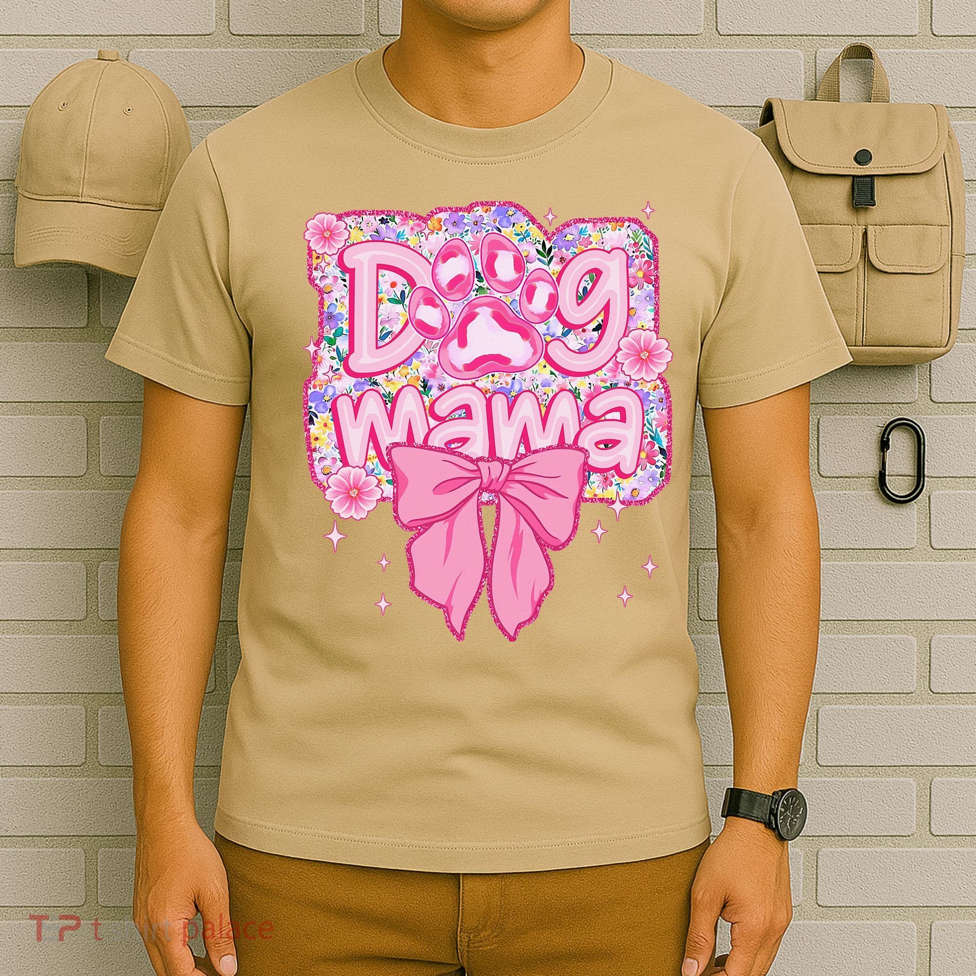 Dog Mom Preppy Dog Mama Flower Coquette Bow Mothers Day T-Shirt