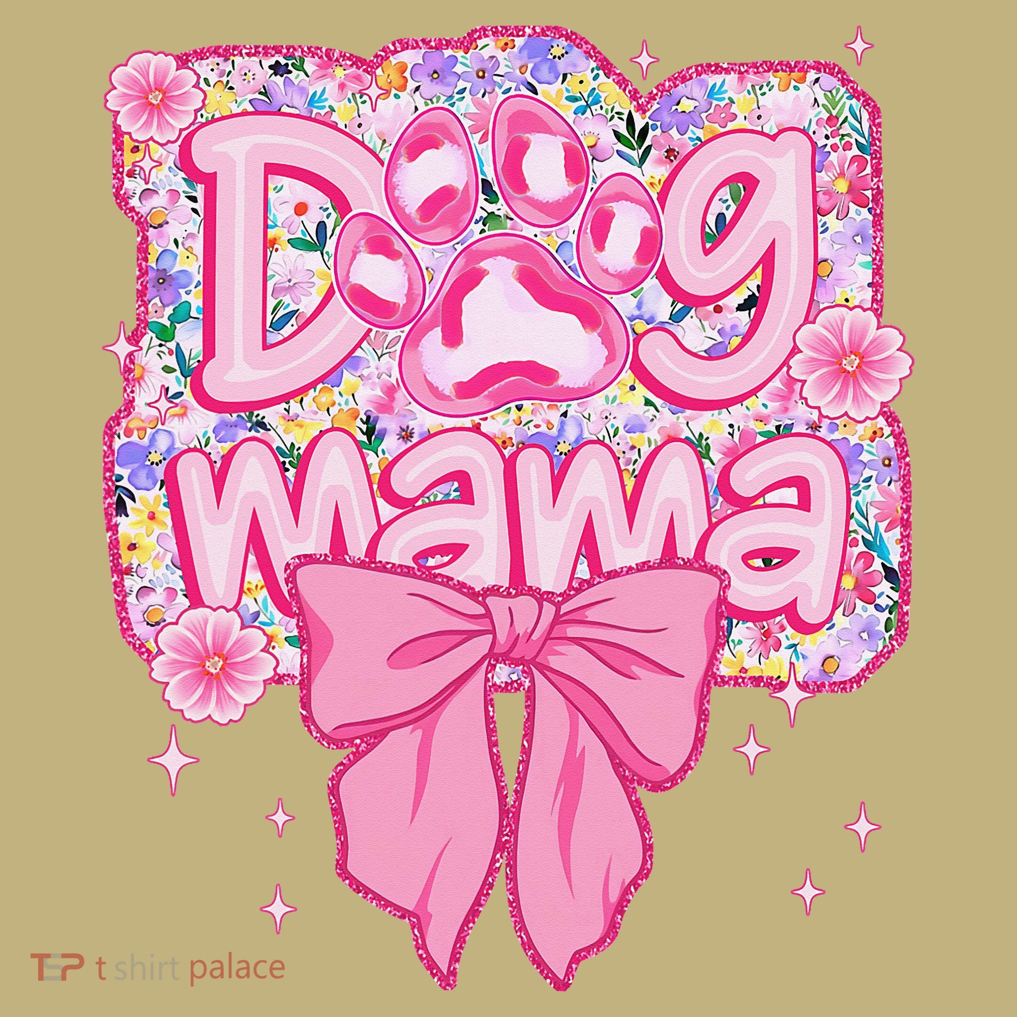 Dog Mom Preppy Dog Mama Flower Coquette Bow Mothers Day T-Shirt