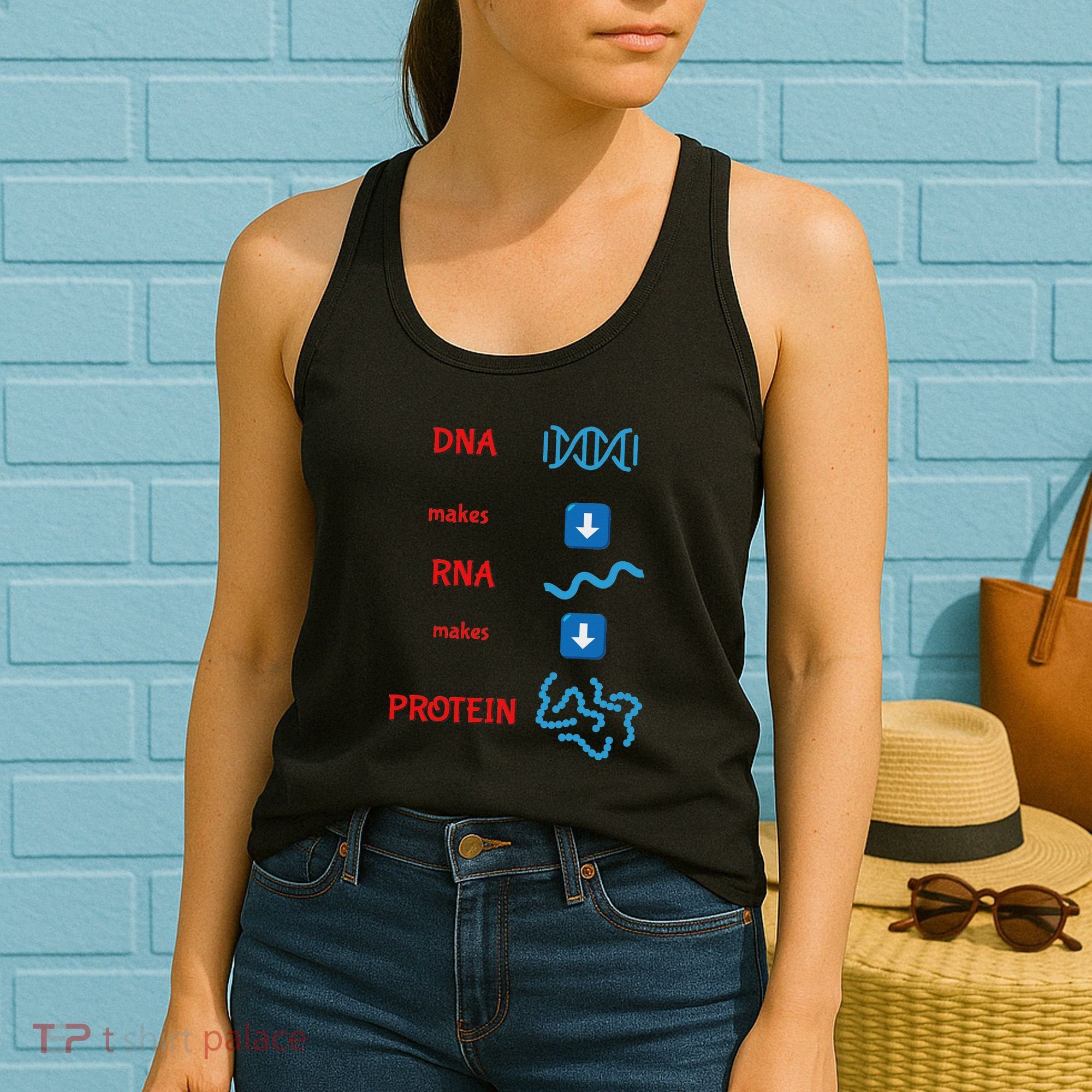Dna Makes Rna Makes Protein Molecular Cell Biology Women's Tank Top