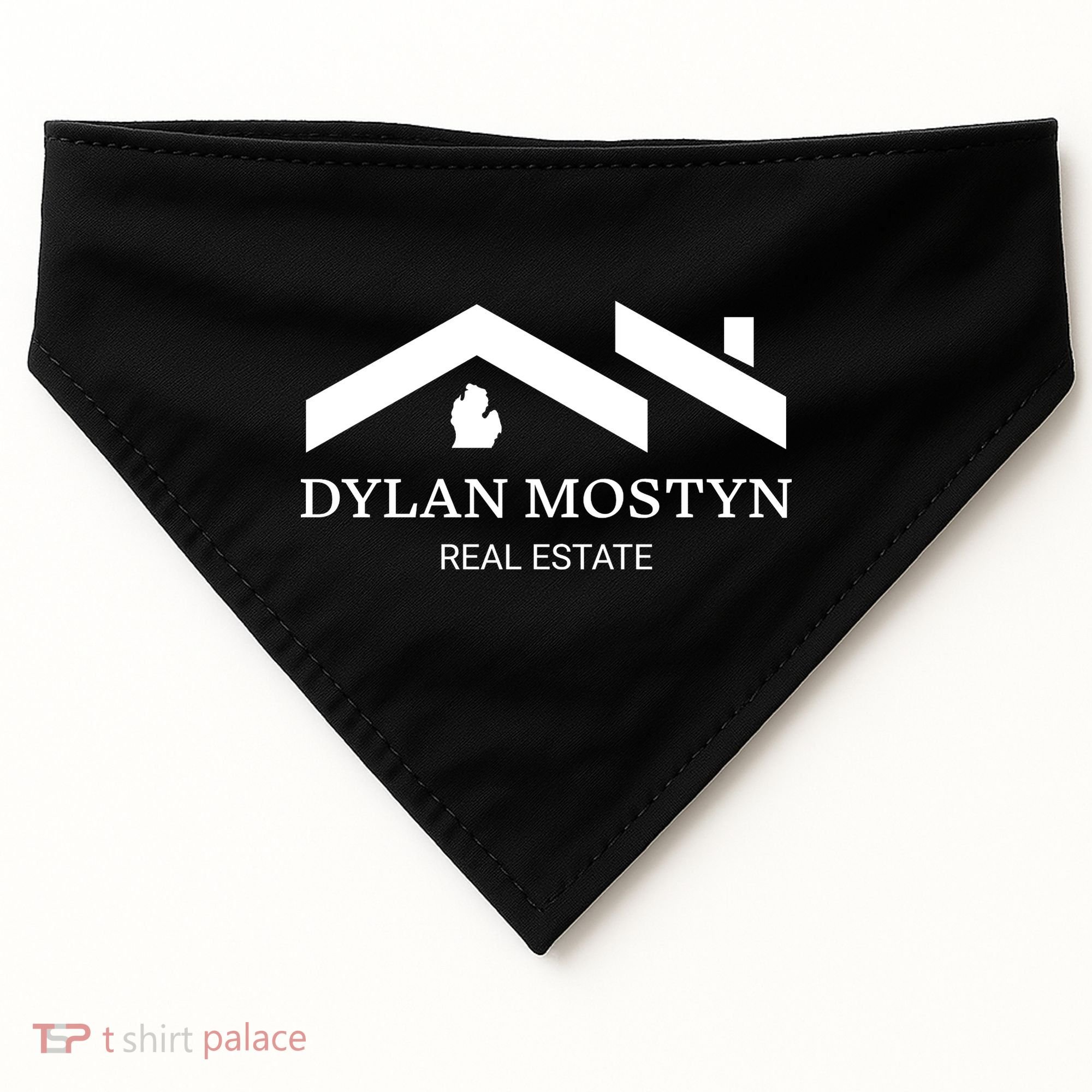 Dylan Mostyn Real Estate Black & White Logo USA-Made Doggie Bandana